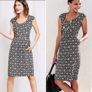 Boden Margot Scoop Neck Jersey Dress Black White
